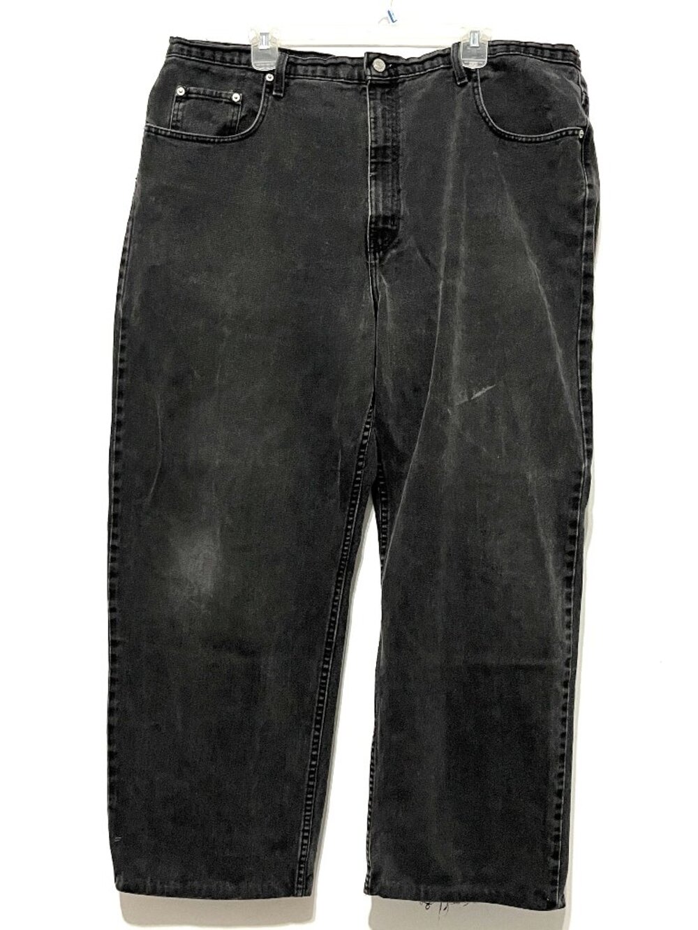Polo Ralph Lauren Mens VTG Banner Y2K Baggy Jeans  42X30 Black Grunge Distressed